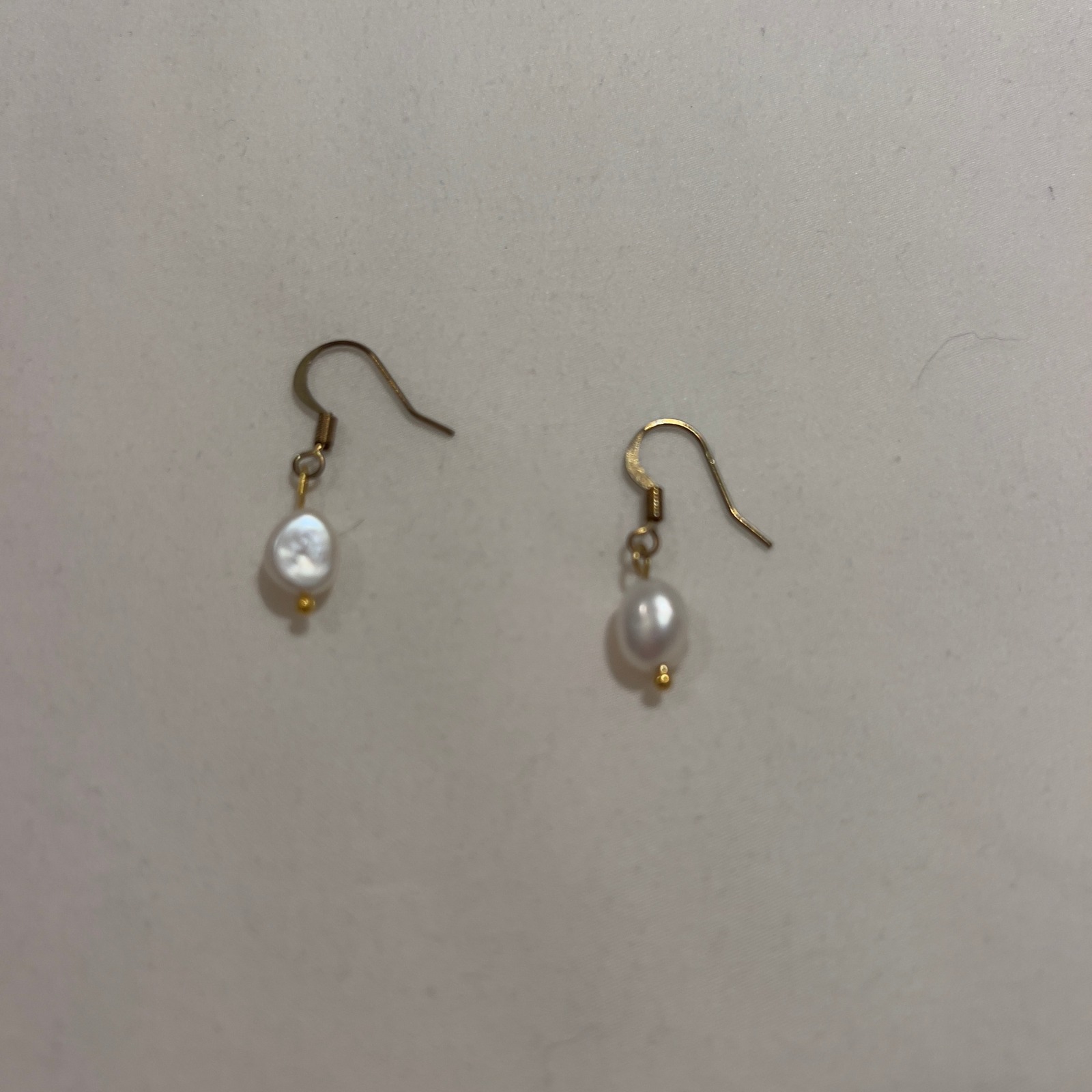 Handmade Freshwater Pearl Drop Earrings Gold Tone Baroque Pearl Dangle Hooks
